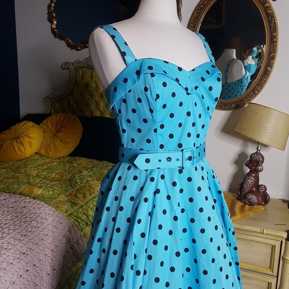 Pinup girl clothing polka dot swing dress - Picture 5 of 9
